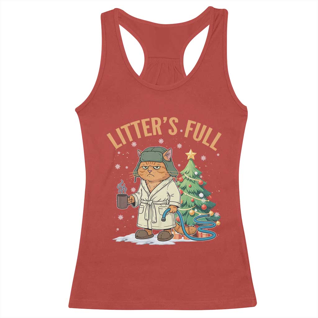 Funny Christmas Vacation Movie Litter's Full Cat Racerback Tank Top Xmas Tree TS11 Red Print Your Wear
