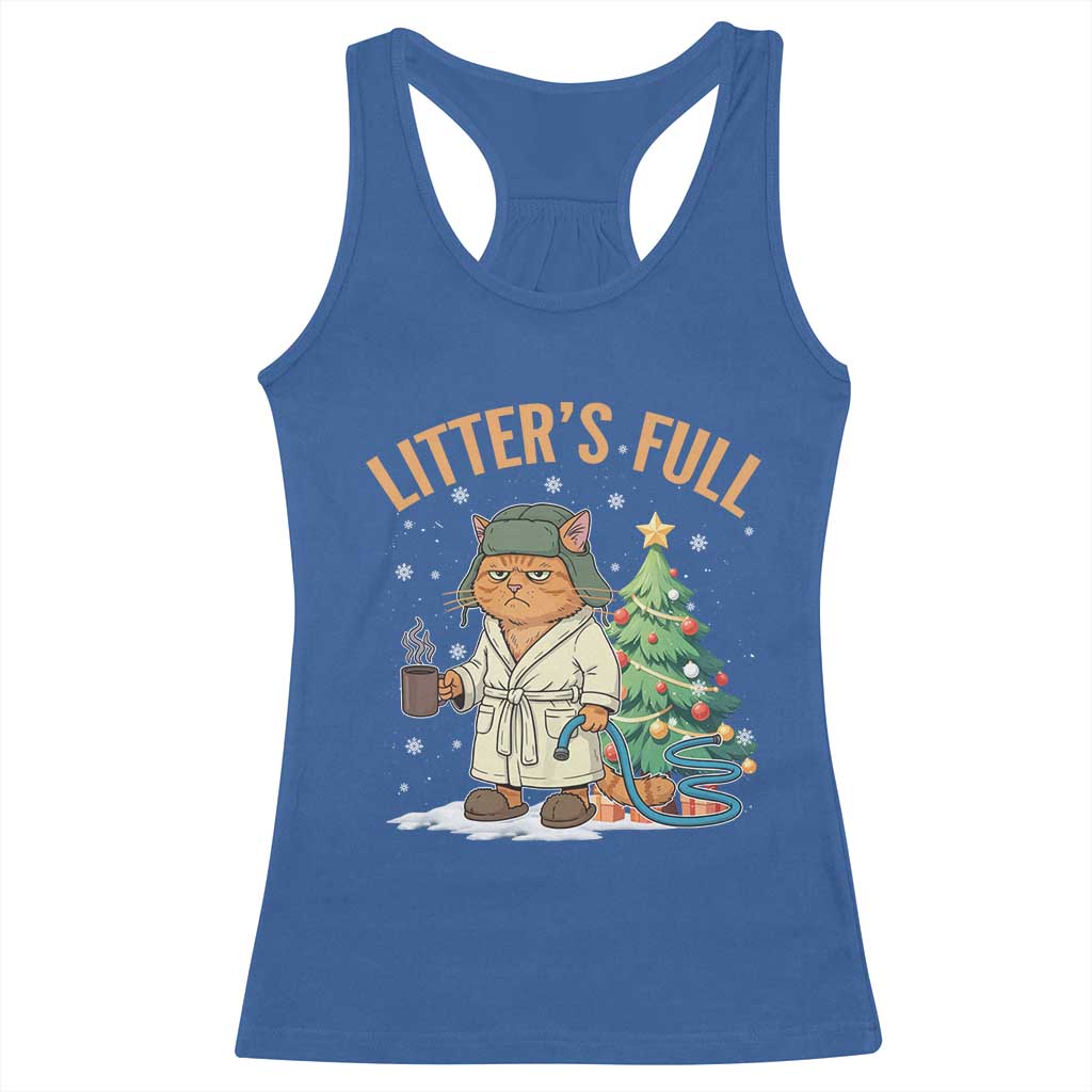Funny Christmas Vacation Movie Litter's Full Cat Racerback Tank Top Xmas Tree TS11 Royal Blue Print Your Wear