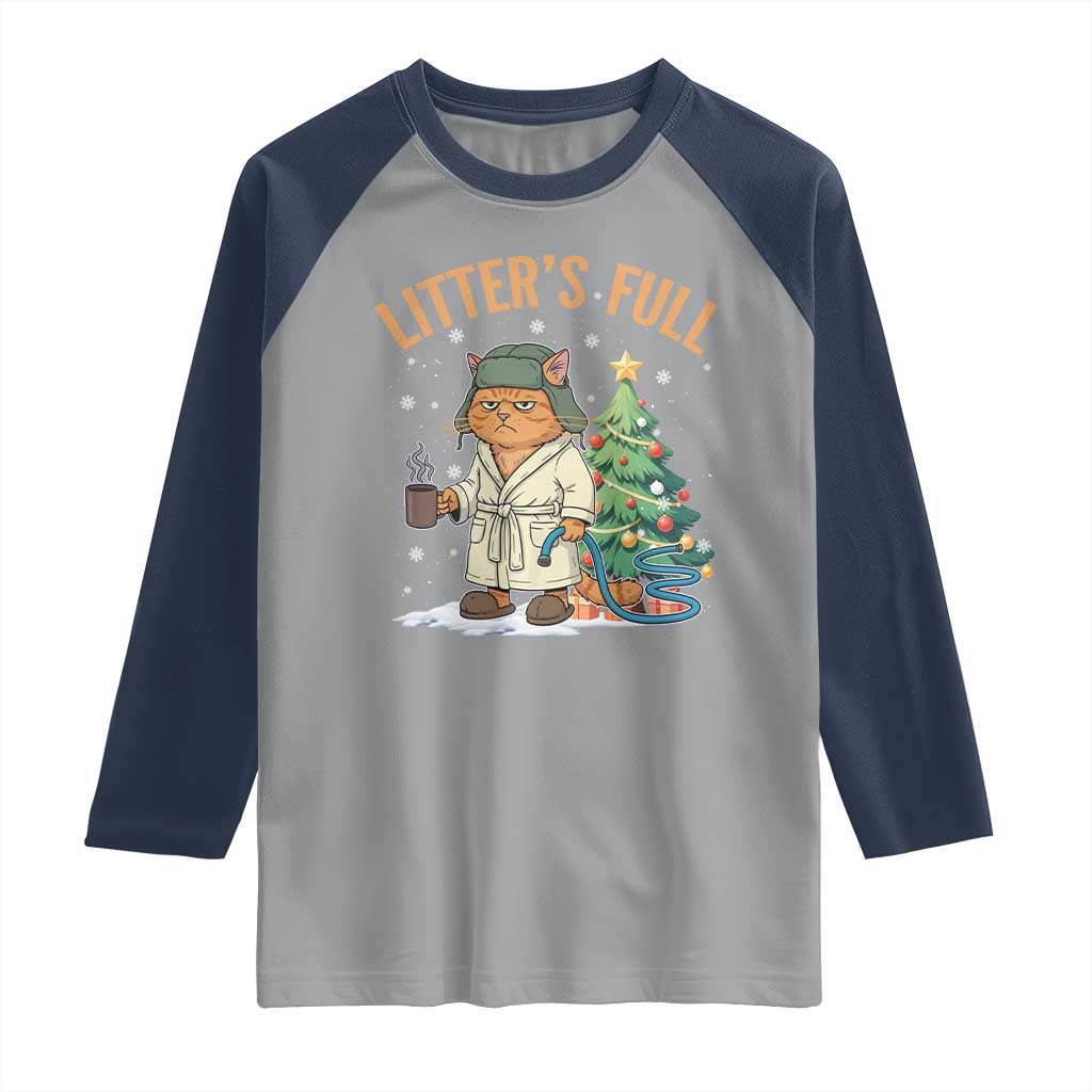 Funny Christmas Vacation Movie Litter's Full Cat Raglan Shirt Xmas Tree TS11 Sport Gray Navy Print Your Wear
