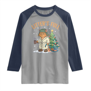 Funny Christmas Vacation Movie Litter's Full Cat Raglan Shirt Xmas Tree TS11 Sport Gray Navy Print Your Wear