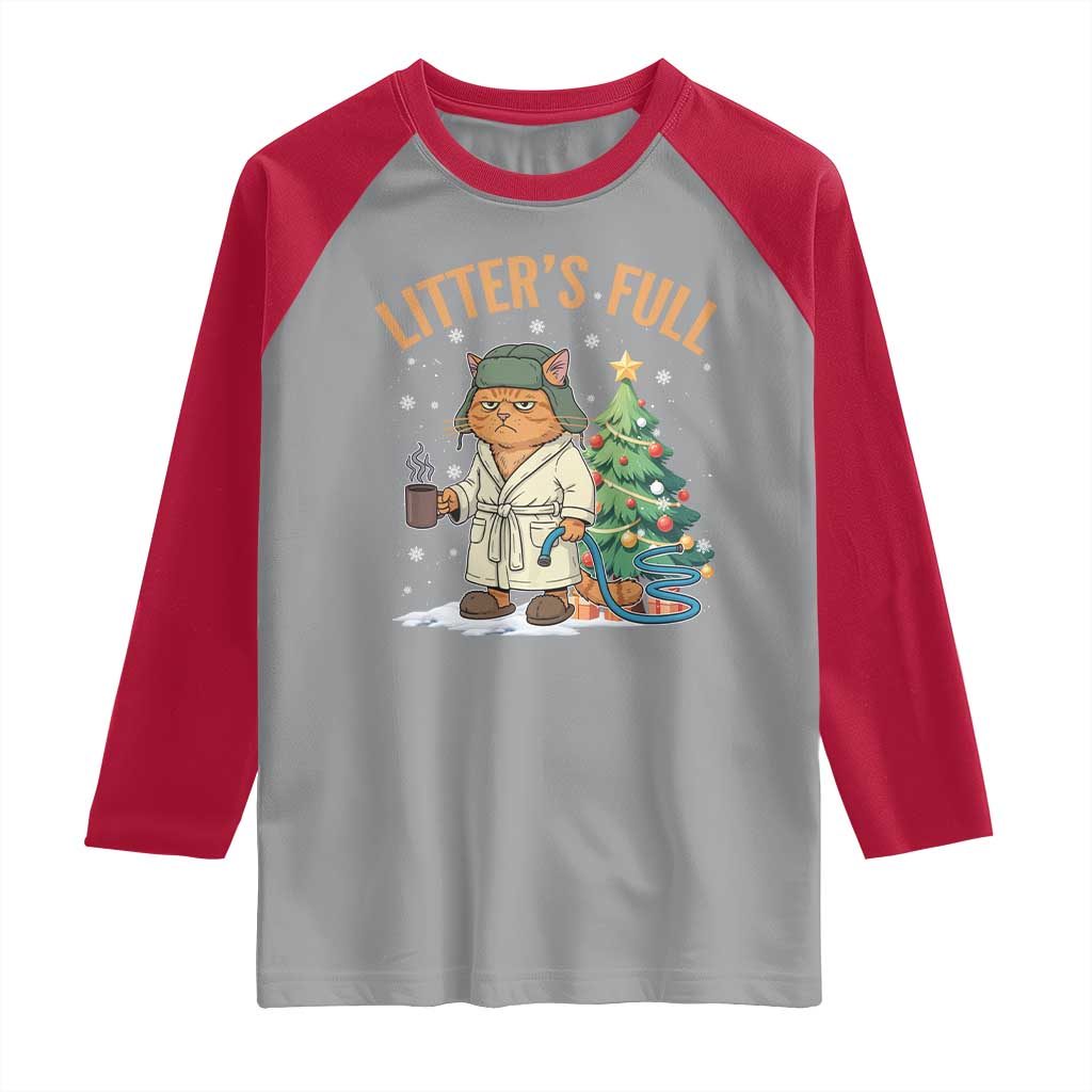 Funny Christmas Vacation Movie Litter's Full Cat Raglan Shirt Xmas Tree TS11 Sport Gray Red Print Your Wear