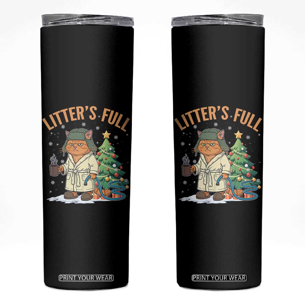 Funny Christmas Vacation Movie Litter's Full Cat Skinny Tumbler Xmas Tree TS11 Black Print Your Wear
