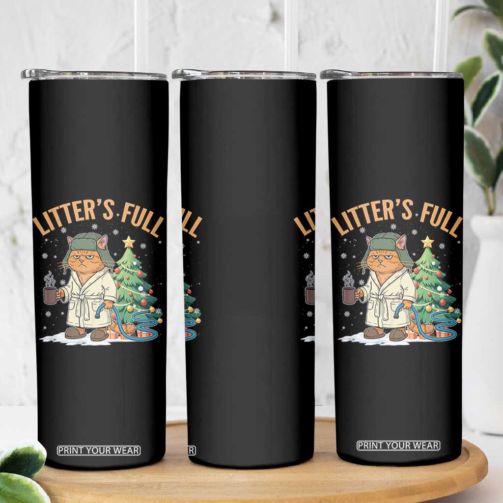 Funny Christmas Vacation Movie Litter's Full Cat Skinny Tumbler Xmas Tree TS11 Print Your Wear