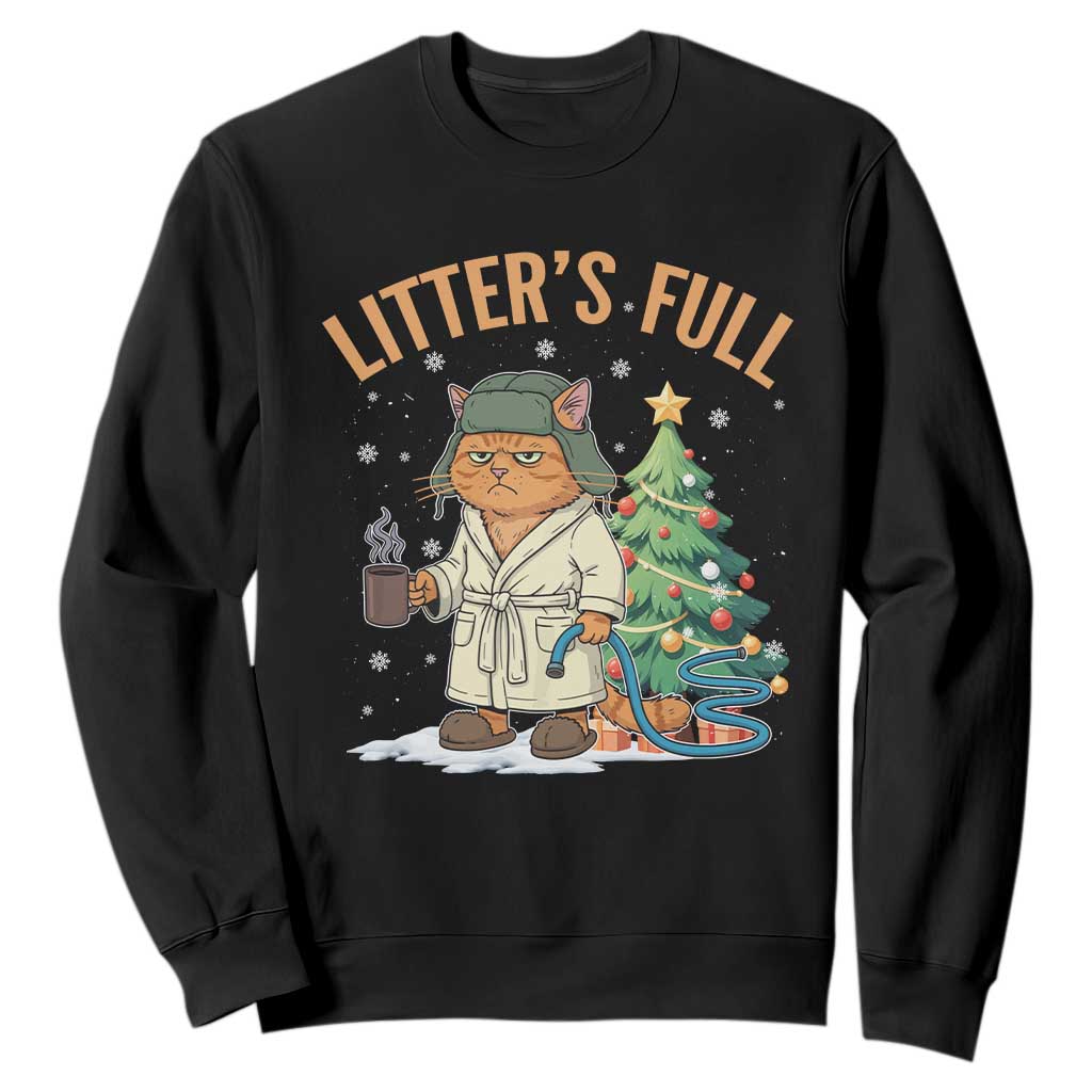 Funny Christmas Vacation Movie Litter's Full Cat Sweatshirt Xmas Tree TS11 Black Print Your Wear