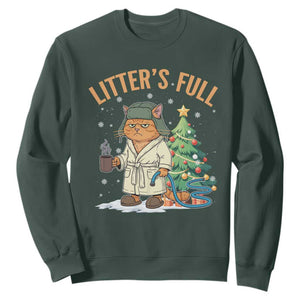 Funny Christmas Vacation Movie Litter's Full Cat Sweatshirt Xmas Tree TS11 Dark Forest Green Print Your Wear