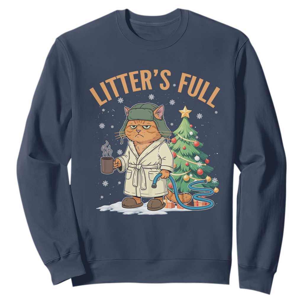 Funny Christmas Vacation Movie Litter's Full Cat Sweatshirt Xmas Tree TS11 Navy Print Your Wear