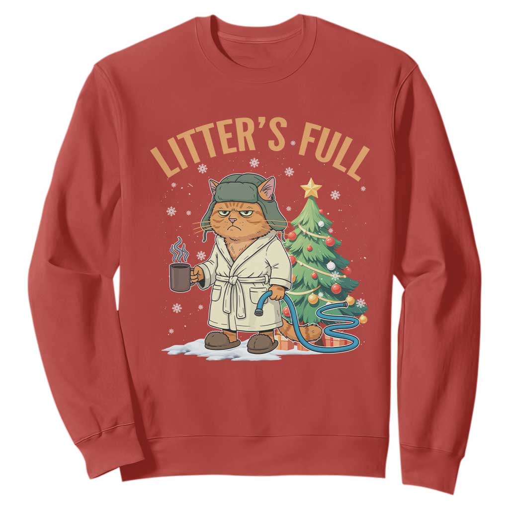 Funny Christmas Vacation Movie Litter's Full Cat Sweatshirt Xmas Tree TS11 Red Print Your Wear