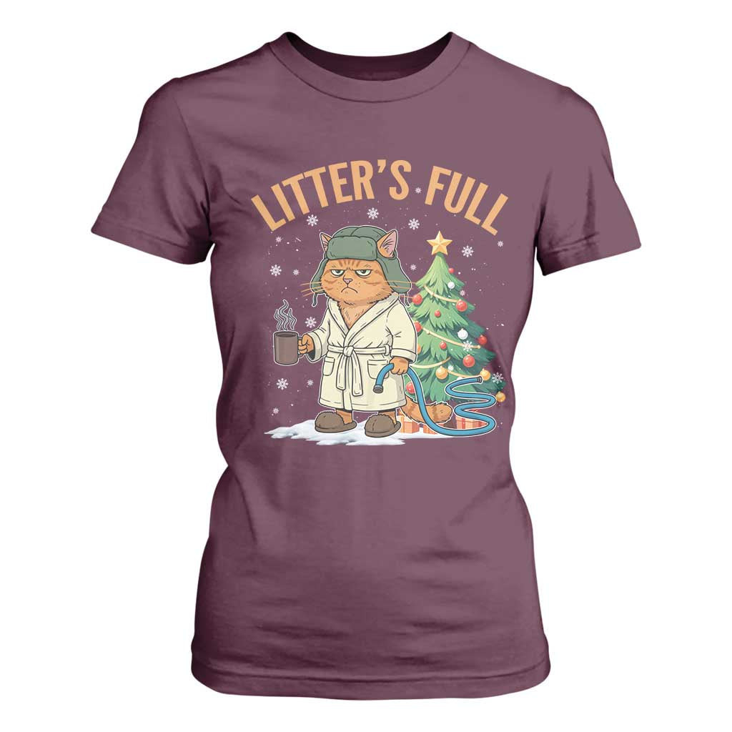 Funny Christmas Vacation Movie Litter's Full Cat T Shirt For Women Xmas Tree TS11 Maroon Print Your Wear
