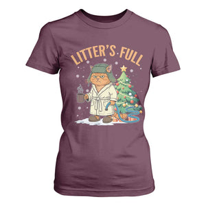 Funny Christmas Vacation Movie Litter's Full Cat T Shirt For Women Xmas Tree TS11 Maroon Print Your Wear