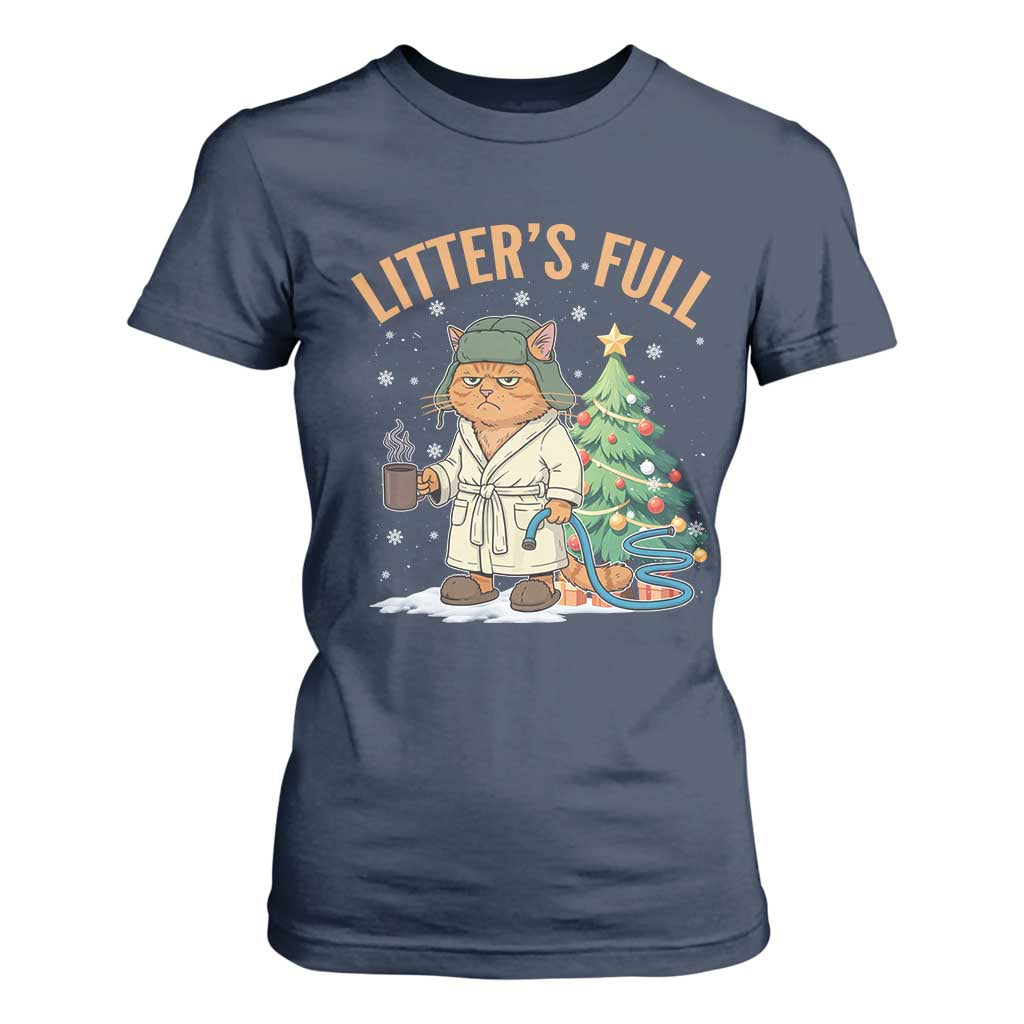 Funny Christmas Vacation Movie Litter's Full Cat T Shirt For Women Xmas Tree TS11 Navy Print Your Wear