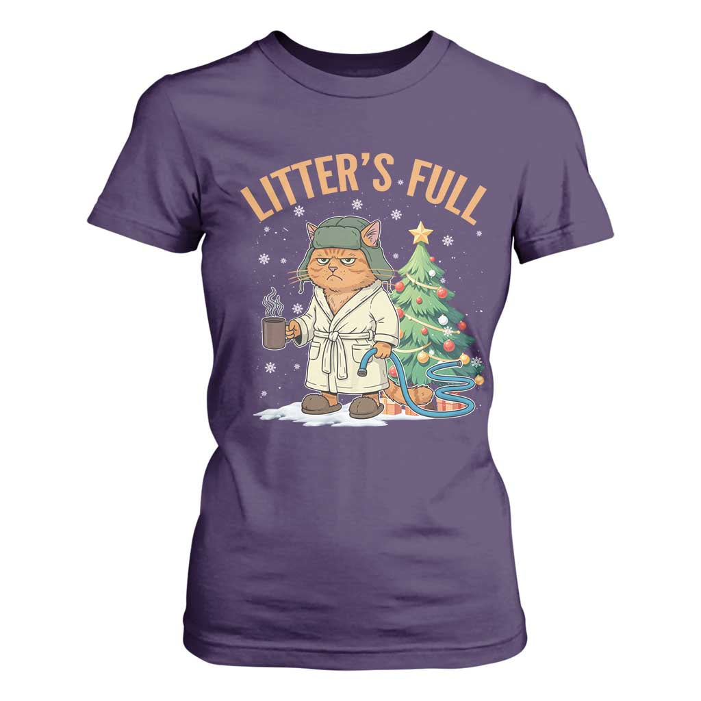 Funny Christmas Vacation Movie Litter's Full Cat T Shirt For Women Xmas Tree TS11 Purple Print Your Wear