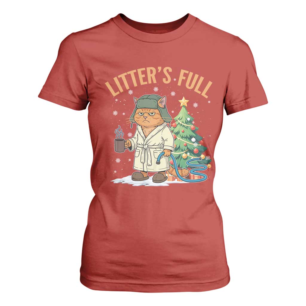 Funny Christmas Vacation Movie Litter's Full Cat T Shirt For Women Xmas Tree TS11 Red Print Your Wear
