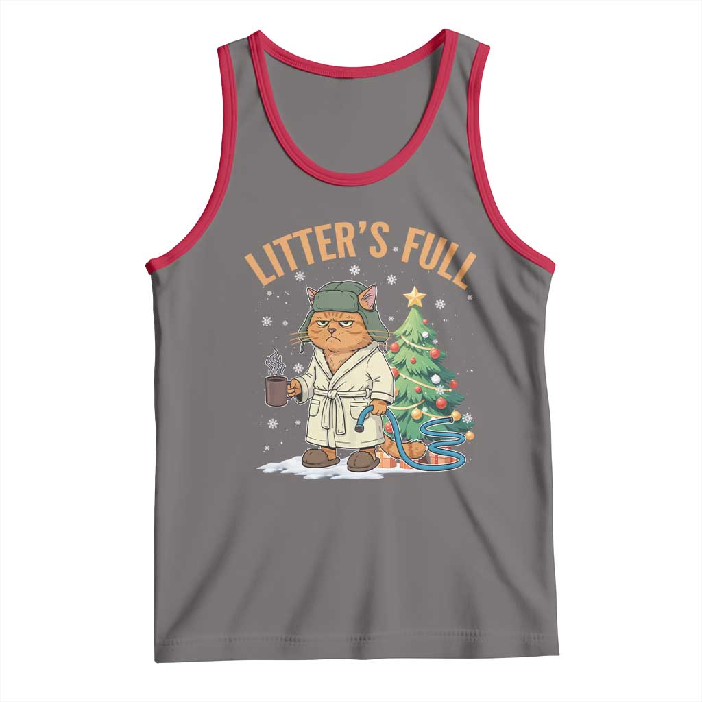 Funny Christmas Vacation Movie Litter's Full Cat Tank Top Xmas Tree TS11 Deep Heather Red Print Your Wear