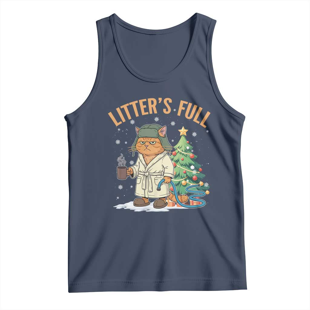 Funny Christmas Vacation Movie Litter's Full Cat Tank Top Xmas Tree TS11 Navy Print Your Wear