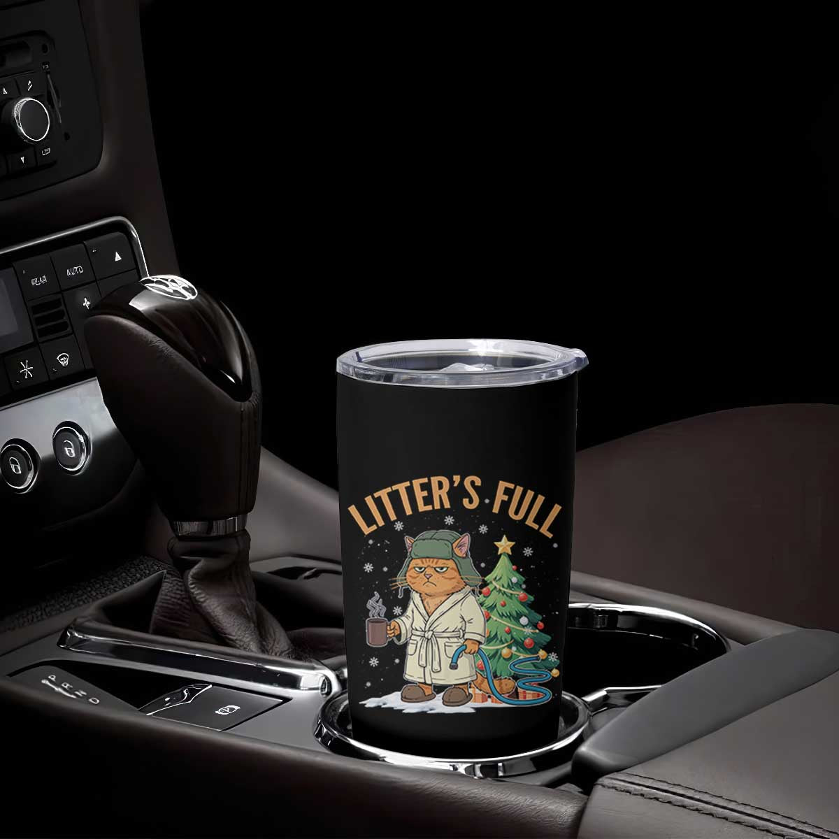Funny Christmas Vacation Movie Litter's Full Cat Tumbler Cup Xmas Tree TS11 Print Your Wear