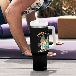 Funny Christmas Vacation Movie Litter's Full Cat Tumbler With Handle Xmas Tree TS11 Print Your Wear