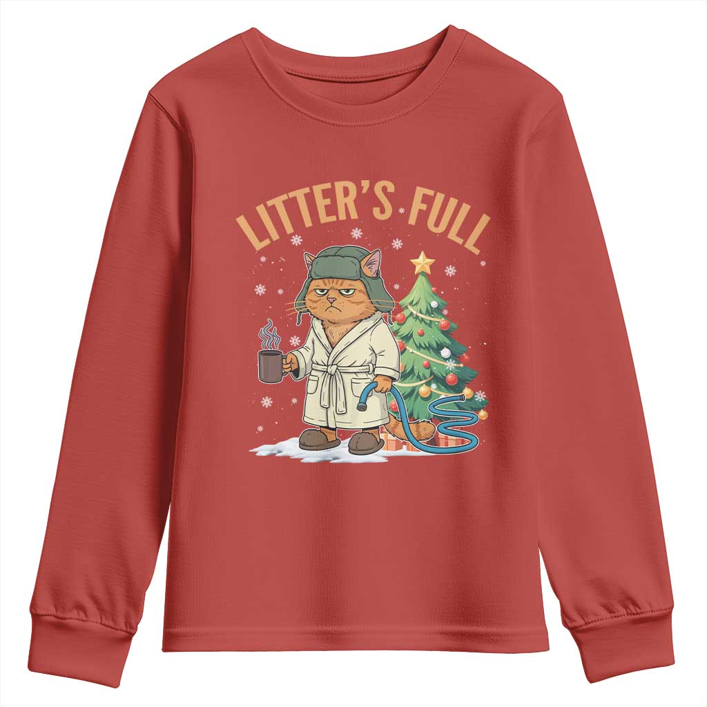Funny Christmas Vacation Movie Litter's Full Cat Youth Sweatshirt Xmas Tree TS11 Red Print Your Wear