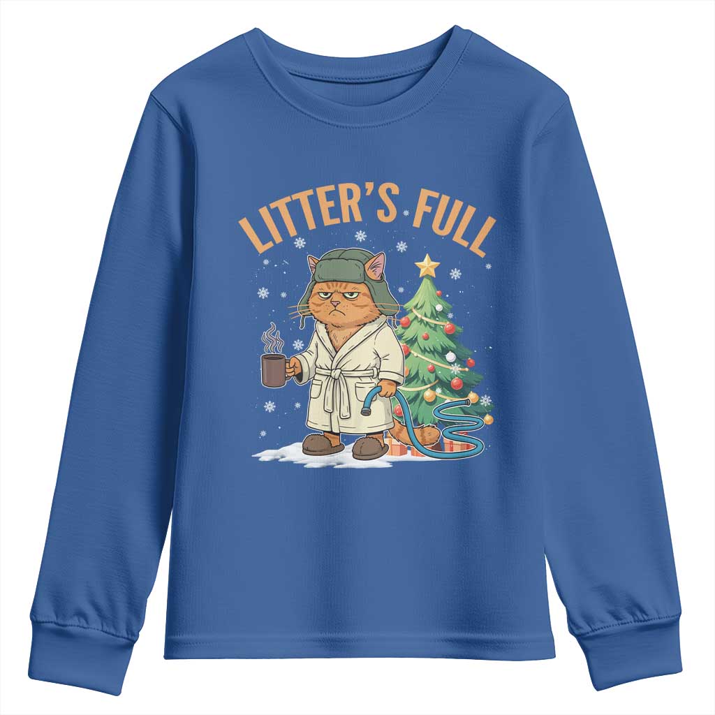 Funny Christmas Vacation Movie Litter's Full Cat Youth Sweatshirt Xmas Tree TS11 Royal Blue Print Your Wear