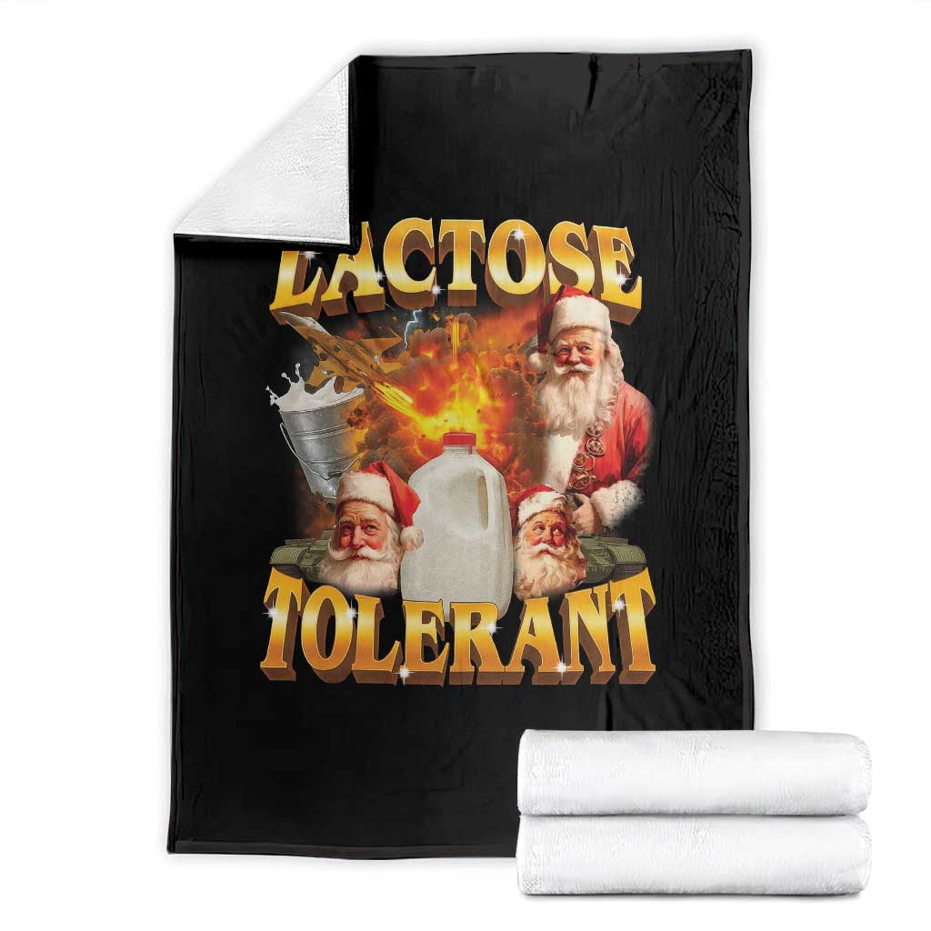 Funny Christmas Santa Lactose Tolerant Throw Blanket Xmas Tummy Ironic Sarcastic Meme TS11 Black Print Your Wear