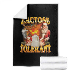 Funny Christmas Santa Lactose Tolerant Throw Blanket Xmas Tummy Ironic Sarcastic Meme TS11 Black Print Your Wear
