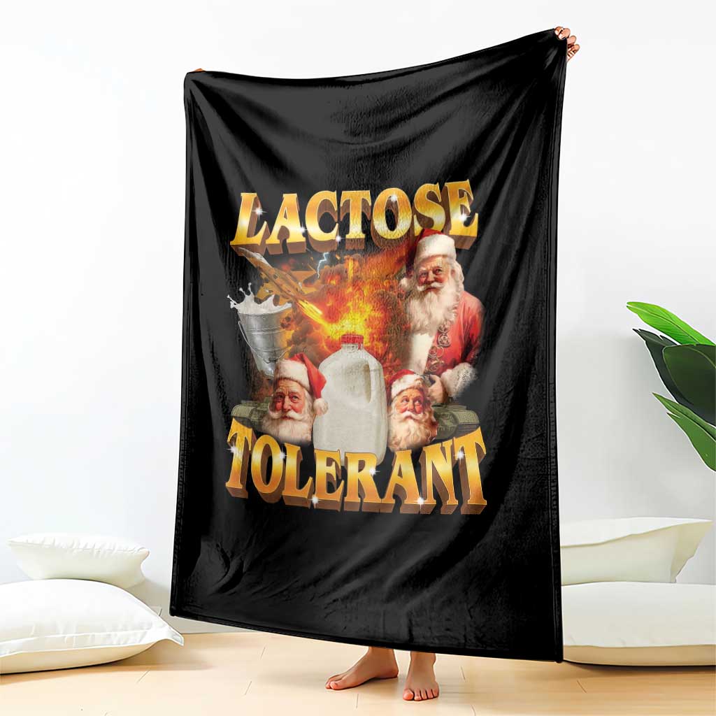 Funny Christmas Santa Lactose Tolerant Throw Blanket Xmas Tummy Ironic Sarcastic Meme TS11 Print Your Wear