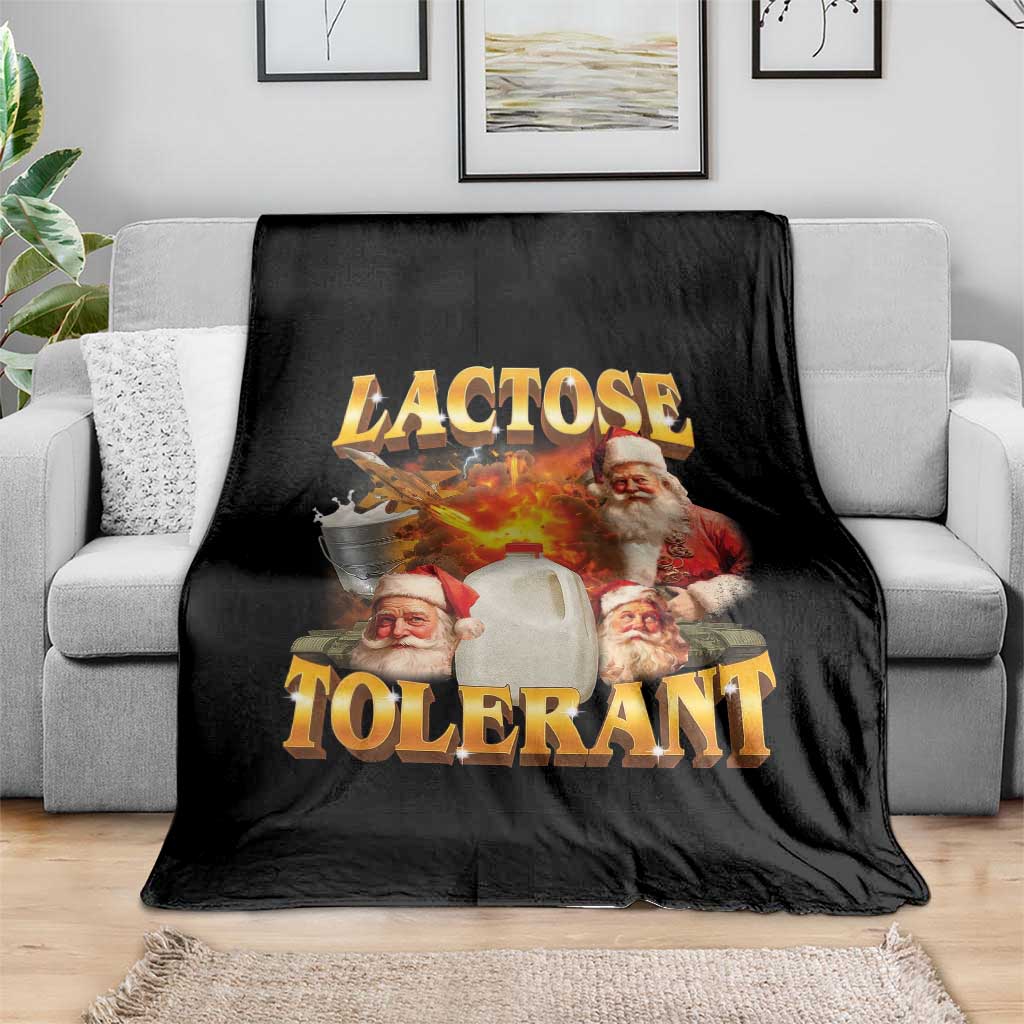 Funny Christmas Santa Lactose Tolerant Throw Blanket Xmas Tummy Ironic Sarcastic Meme TS11 Print Your Wear