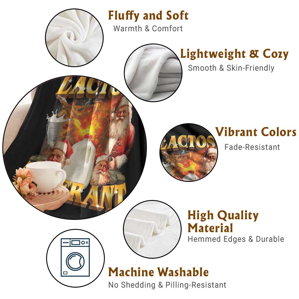 Funny Christmas Santa Lactose Tolerant Throw Blanket Xmas Tummy Ironic Sarcastic Meme TS11 Print Your Wear