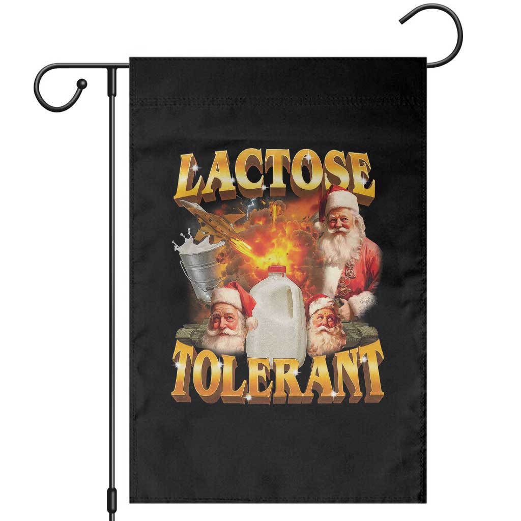 Funny Christmas Santa Lactose Tolerant Garden Flag Xmas Tummy Ironic Sarcastic Meme TS11 Black Print Your Wear