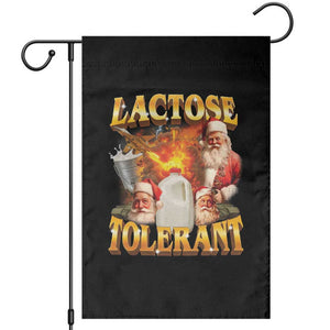 Funny Christmas Santa Lactose Tolerant Garden Flag Xmas Tummy Ironic Sarcastic Meme TS11 Black Print Your Wear