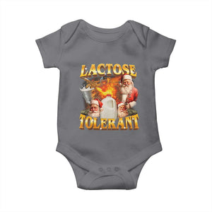 Funny Christmas Santa Lactose Tolerant Baby Onesie Xmas Tummy Ironic Sarcastic Meme TS11 Charcoal Print Your Wear