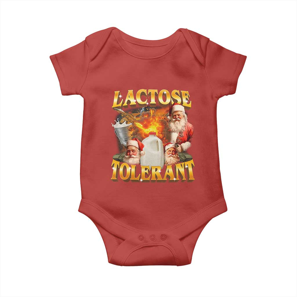 Funny Christmas Santa Lactose Tolerant Baby Onesie Xmas Tummy Ironic Sarcastic Meme TS11 Red Print Your Wear