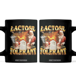 Funny Christmas Santa Lactose Tolerant Coffee Mug Xmas Tummy Ironic Sarcastic Meme TS11 Black Print Your Wear