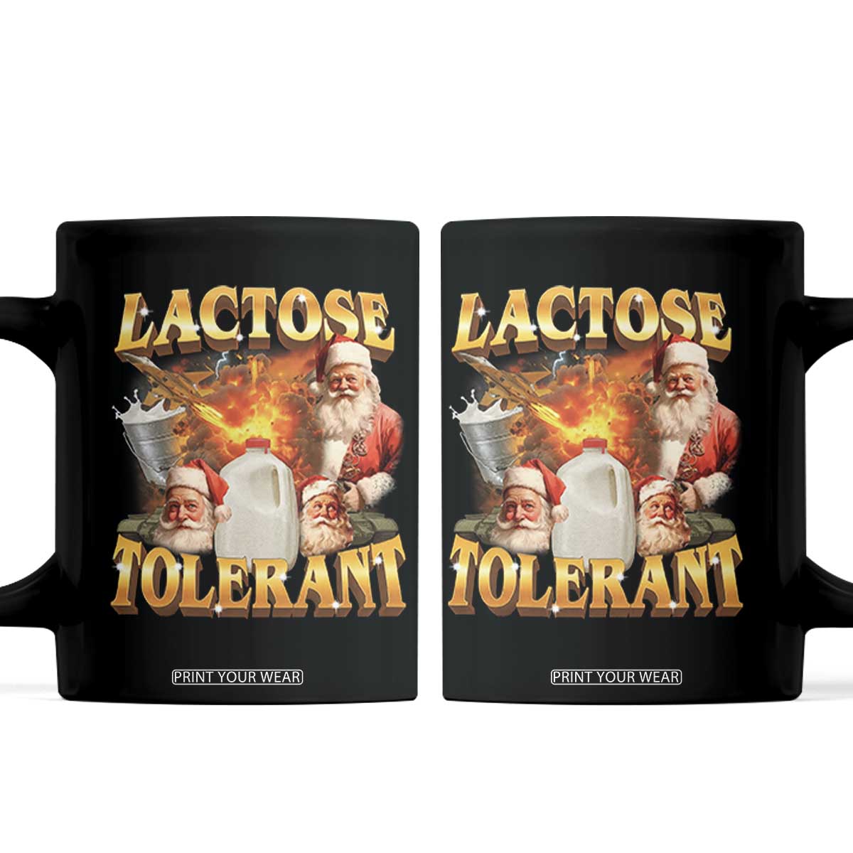 Funny Christmas Santa Lactose Tolerant Coffee Mug Xmas Tummy Ironic Sarcastic Meme - Print Your Wear
