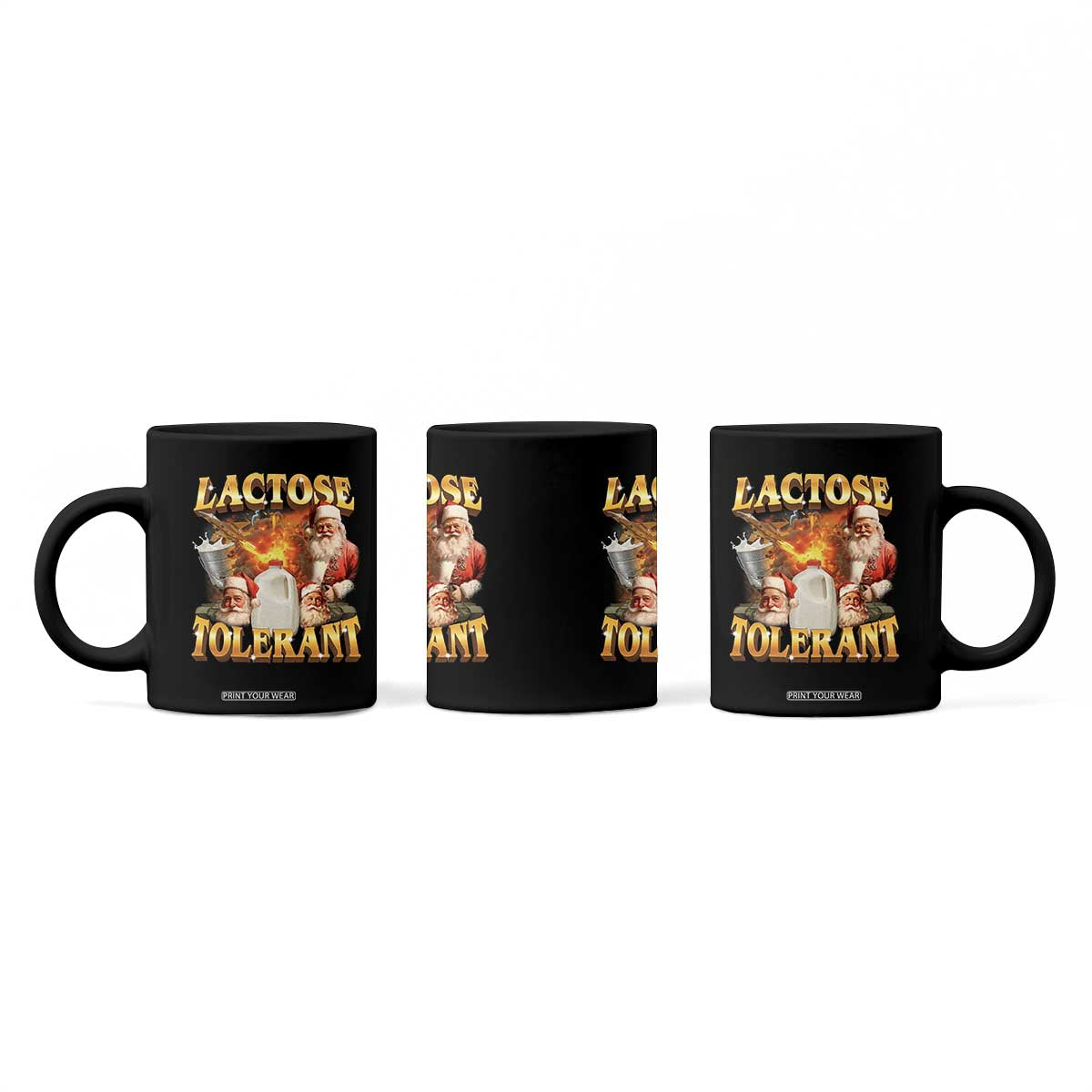 Funny Christmas Santa Lactose Tolerant Coffee Mug Xmas Tummy Ironic Sarcastic Meme TS11 Print Your Wear