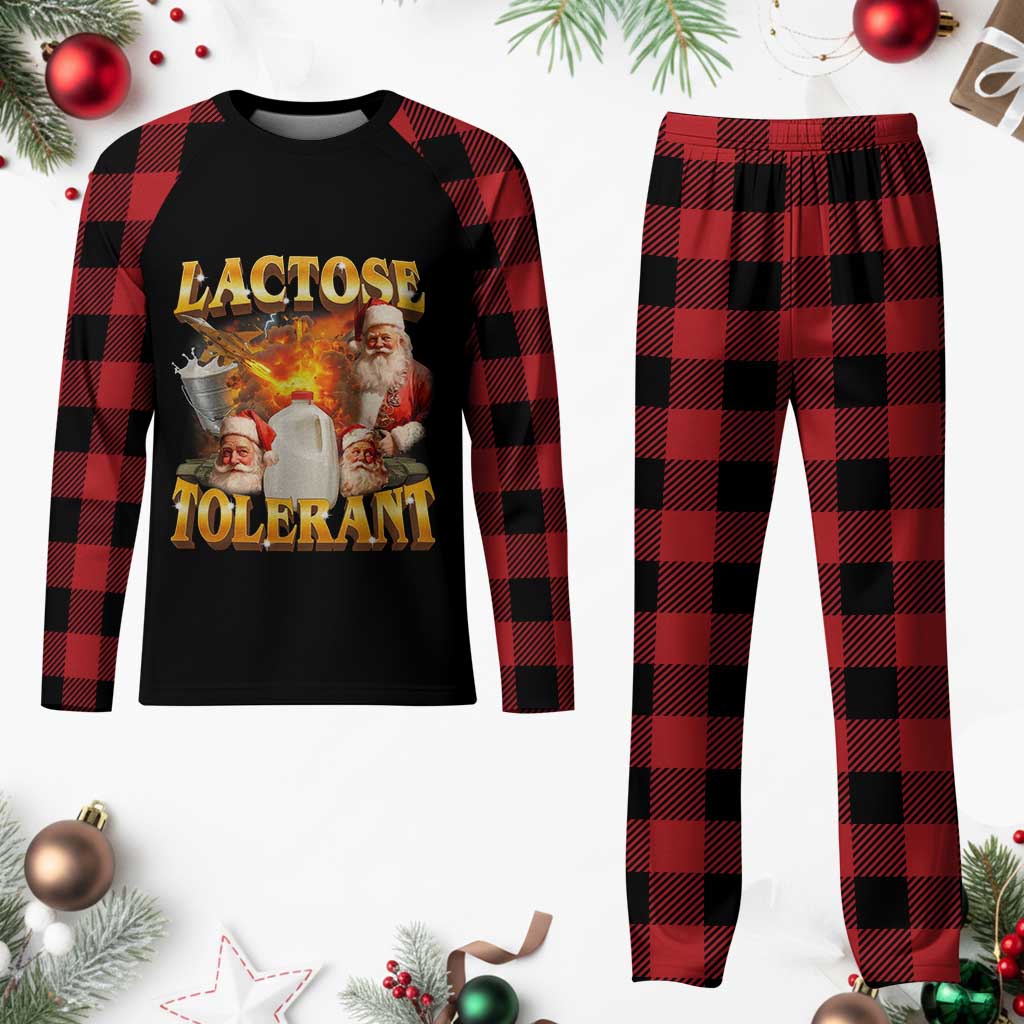 Funny Christmas Santa Lactose Tolerant Plaid Pajama Set Xmas Tummy Ironic Sarcastic Meme TS11 Buffalo Plaid Print Your Wear
