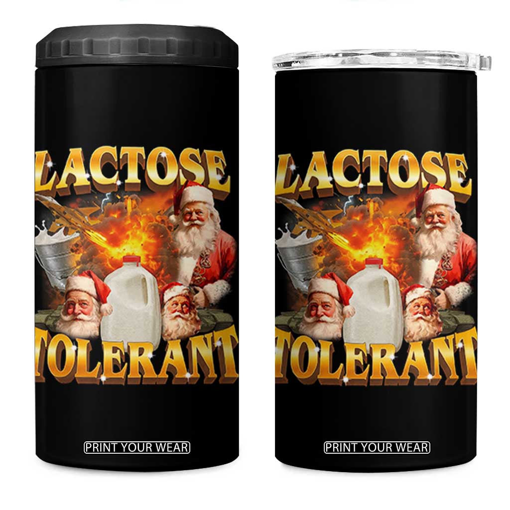 Funny Christmas Santa Lactose Tolerant 4 in 1 Can Cooler Tumbler Xmas Tummy Ironic Sarcastic Meme - Print Your Wear