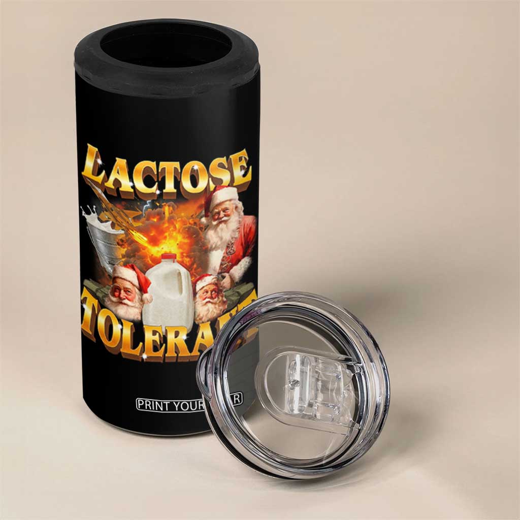 Funny Christmas Santa Lactose Tolerant 4 in 1 Can Cooler Tumbler Xmas Tummy Ironic Sarcastic Meme - Print Your Wear