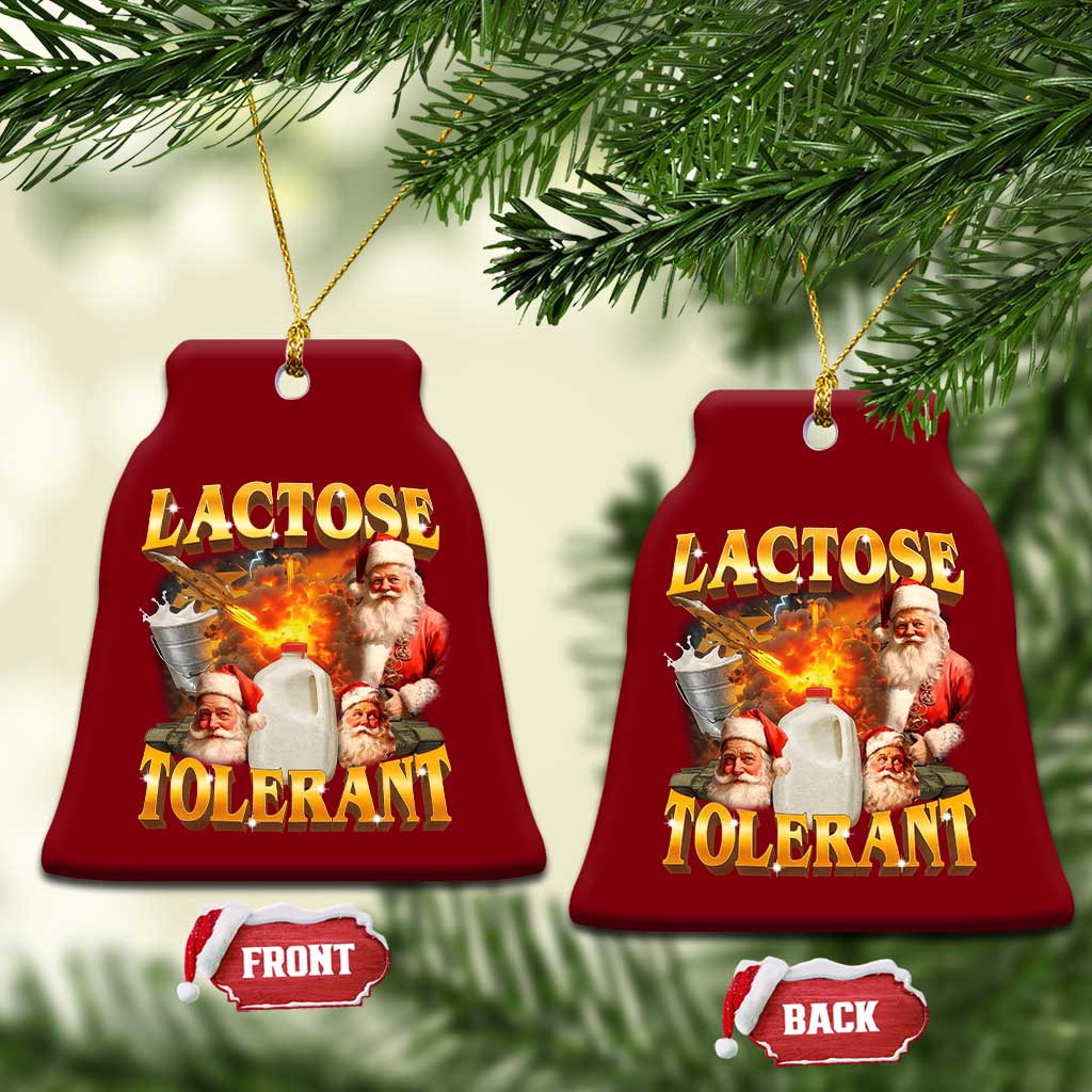 Funny Christmas Santa Lactose Tolerant Ceramic Ornament Xmas Tummy Ironic Sarcastic Meme - Print Your Wear