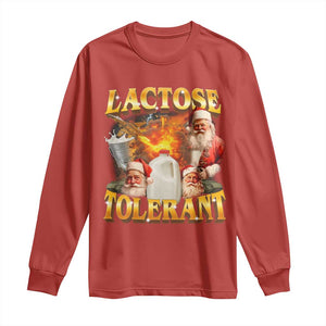 Funny Christmas Santa Lactose Tolerant Long Sleeve Shirt Xmas Tummy Ironic Sarcastic Meme TS11 Red Print Your Wear