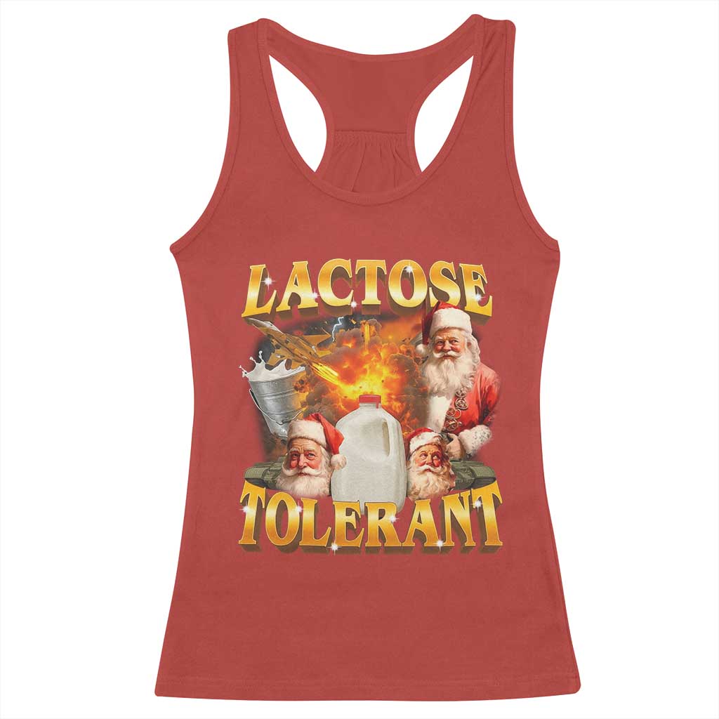 Funny Christmas Santa Lactose Tolerant Racerback Tank Top Xmas Tummy Ironic Sarcastic Meme TS11 Red Print Your Wear