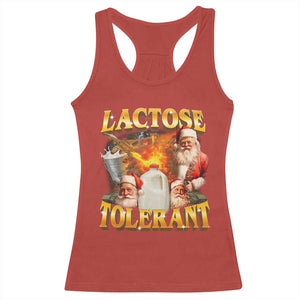 Funny Christmas Santa Lactose Tolerant Racerback Tank Top Xmas Tummy Ironic Sarcastic Meme TS11 Red Print Your Wear