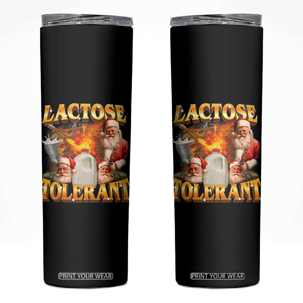 Funny Christmas Santa Lactose Tolerant Skinny Tumbler Xmas Tummy Ironic Sarcastic Meme - Print Your Wear