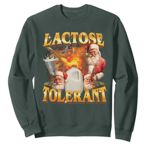 Funny Christmas Santa Lactose Tolerant Sweatshirt Xmas Tummy Ironic Sarcastic Meme TS11 Dark Forest Green Print Your Wear