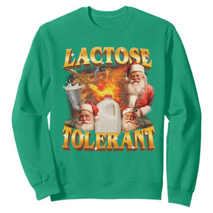 Funny Christmas Santa Lactose Tolerant Sweatshirt Xmas Tummy Ironic Sarcastic Meme TS11 Irish Green Print Your Wear
