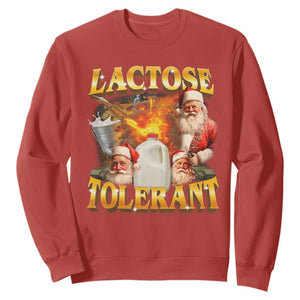 Funny Christmas Santa Lactose Tolerant Sweatshirt Xmas Tummy Ironic Sarcastic Meme TS11 Red Print Your Wear