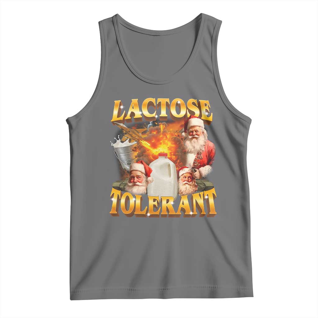 Funny Christmas Santa Lactose Tolerant Tank Top Xmas Tummy Ironic Sarcastic Meme TS11 Black Heather Print Your Wear
