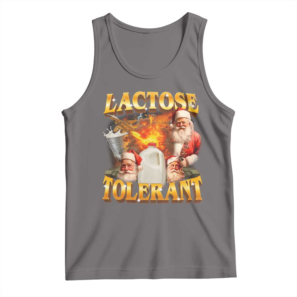 Funny Christmas Santa Lactose Tolerant Tank Top Xmas Tummy Ironic Sarcastic Meme TS11 Deep Heather Print Your Wear