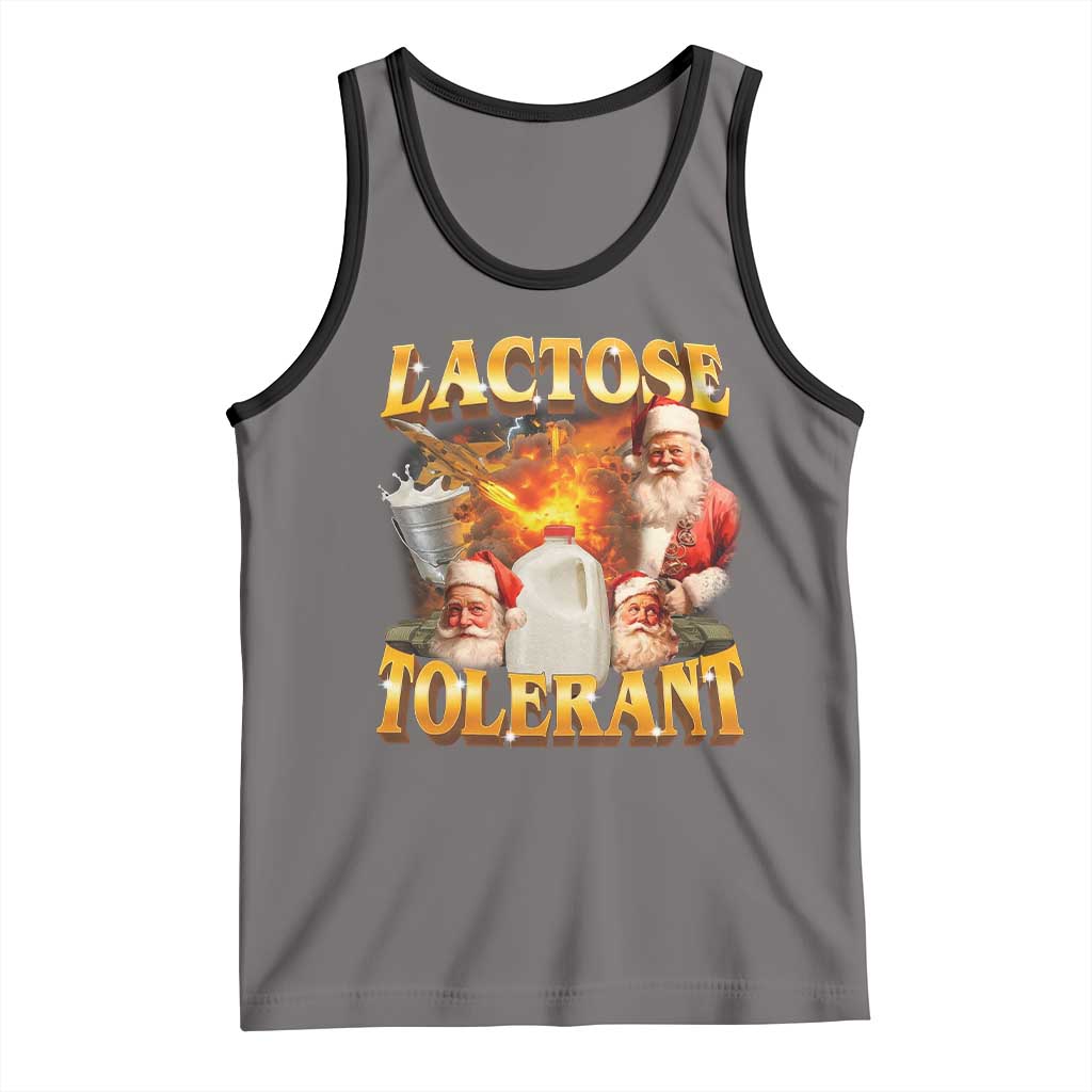 Funny Christmas Santa Lactose Tolerant Tank Top Xmas Tummy Ironic Sarcastic Meme TS11 Deep Heather Black Print Your Wear