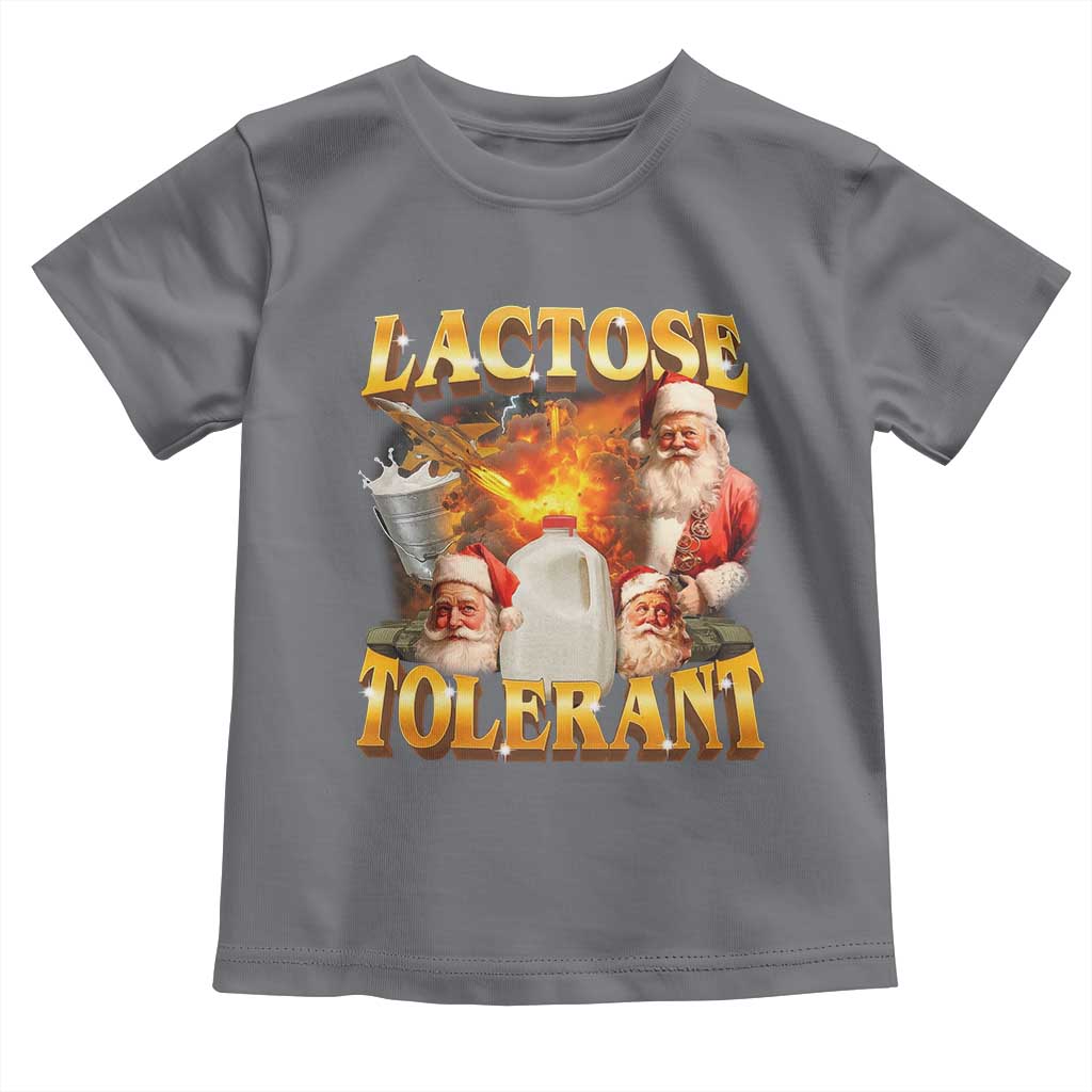 Funny Christmas Santa Lactose Tolerant Toddler T Shirt Xmas Tummy Ironic Sarcastic Meme TS11 Charcoal Print Your Wear