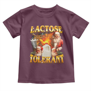 Funny Christmas Santa Lactose Tolerant Toddler T Shirt Xmas Tummy Ironic Sarcastic Meme TS11 Maroon Print Your Wear